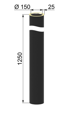 Startsektion halvisoleret, L: 1250 mm pulverlakeret